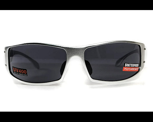Окуляри захисні в металевій оправі Global Vision Bad-Ass-2 Silver (gray), сірі