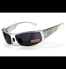 Окуляри захисні в металевій оправі Global Vision Bad-Ass-2 Silver (gray), сірі