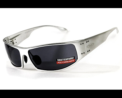 Окуляри захисні в металевій оправі Global Vision Bad-Ass-2 Silver (gray), сірі
