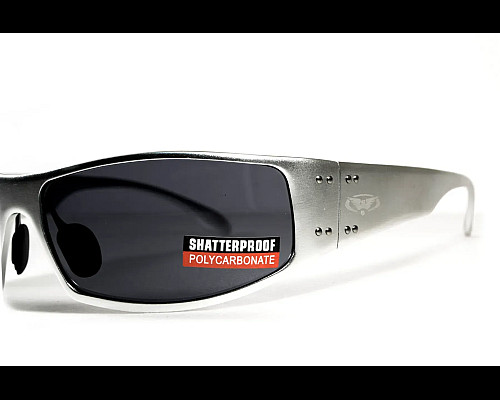Окуляри захисні в металевій оправі Global Vision Bad-Ass-2 Silver (gray), сірі