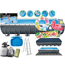 Басейн каркасний прямокутний 19в1 INTEX 26368, 732 x 366 х 132 см, темно-сірий