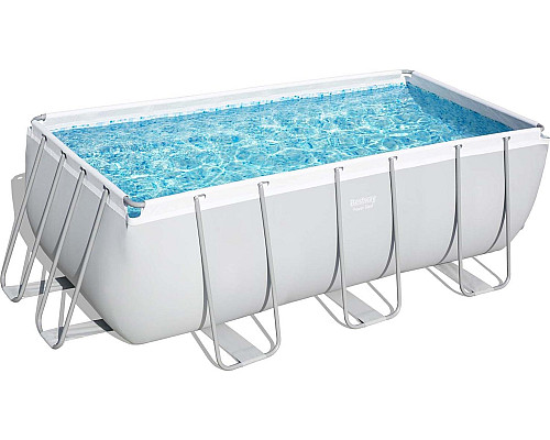 Басейн каркасний прямокутний 17в1 Bestway 56457 Power Steel 412 x 201 см - світло-сірий