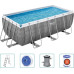 Басейн каркасний прямокутний 5в1 Bestway 56722 Power Steel 412 x 201 см - сірий
