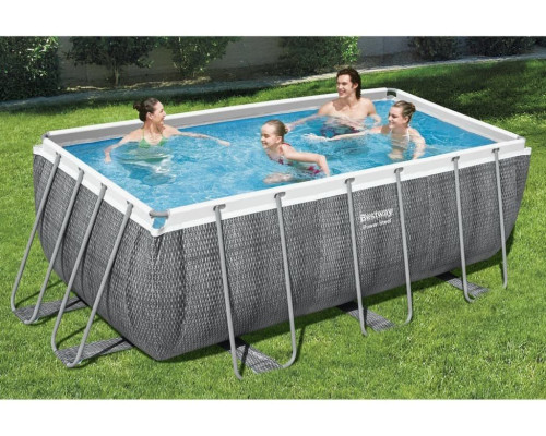 Басейн каркасний прямокутний 5в1 Bestway 56722 Power Steel 412 x 201 см - сірий Басейн каркасний прямокутний 5в1 Bestway 56722 Power Steel 412 x 201 см - сірий