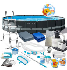 Басейн каркасний 21в1 INTEX 26334, 610 х 122 см, темно-сірий