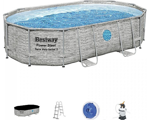 Басейн каркасний овальний Bestway 488 x 305 x 107 см Power Steel