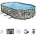 Басейн каркасний овальний 21в1 Bestway 56719 Power Steel 610 x 366 см - сірий