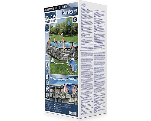 Басейн каркасний овальний 21в1 Bestway 56719 Power Steel 610 x 366 см - сірий