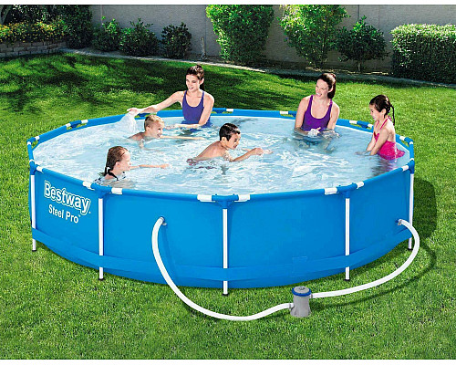 Басейн каркасний Bestway 305 x 76 см в комплекті з насосом 56679, блакитний