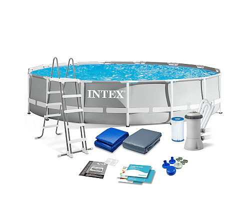 Басейн каркасний 12в1 INTEX 26724GN, 457 x 107 см, сірий