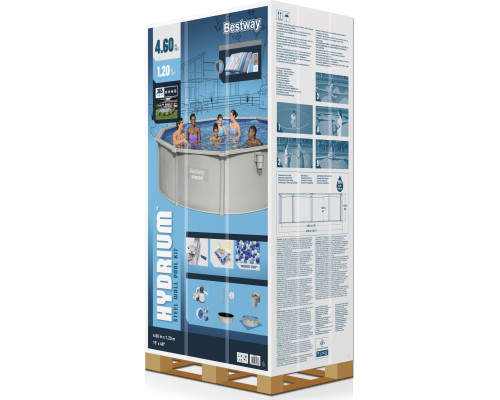 Басейн каркасний Bestway Hydrium 460 x 460 x 120 см світло-сірий