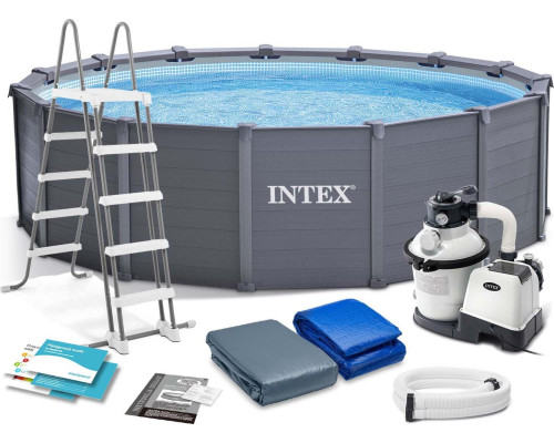 Басейн каркасний Intex 478см 11в1 (26384) сірий Басейн каркасний Intex 478см 11в1 (26384) сірий