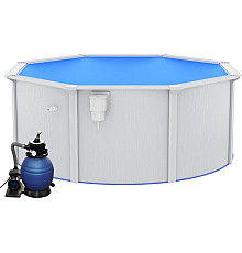 Басейн каркасний vidaXL 300 x 120 см, білий + насос з пісочним фільтром