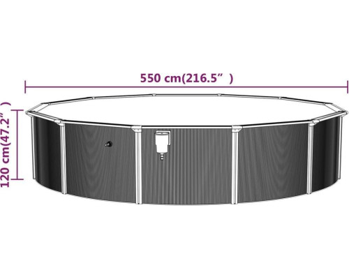 Басейн каркасний vidaXL 550 х 120 см, білий + насос з пісочним фільтром Басейн каркасний vidaXL 550 х 120 см, білий + насос з пісочним фільтром
