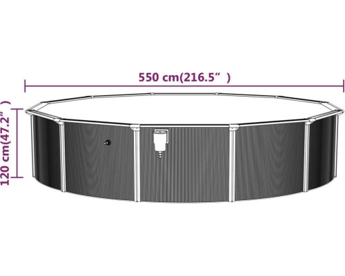 Басейн каркасний vidaXL 550 х 120 см, білий + насос з пісочним фільтром Басейн каркасний vidaXL 550 х 120 см, білий + насос з пісочним фільтром