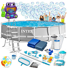 Басейн каркасний 21в1 INTEX 26726, 457 х 122 см + машина для створення бульбашок