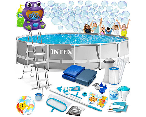 Басейн каркасний 21в1 INTEX 26726, 457 х 122 см + машина для створення бульбашок