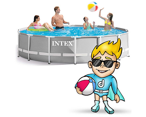 Басейн каркасний 21в1 INTEX 26726, 457 х 122 см + машина для створення бульбашок