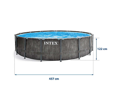 Басейн каркасний 20в1 INTEX 26742, 457 х 122 см, темно-сірий  + машина для створення бульбашок