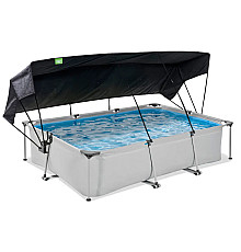 Басейн каркасний прямокутний EXIT з тентом, 300 х 200 х 65 см, сірий