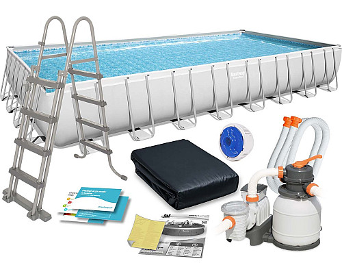 Басейн каркасний прямокутний 11в1 Bestway 56623 Power Steel 956 x 488 см - білий