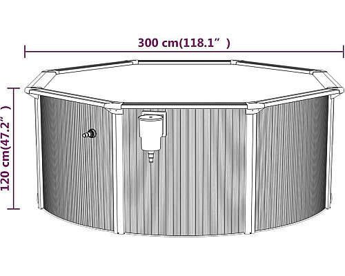 Басейн каркасний vidaXL 300 x 120 см, білий + драбина