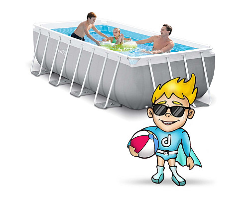 Басейн каркасний прямокутний 18в1 INTEX 26790, 400 х 200 х 122 см + машина для створення бульбашок