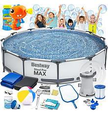 Басейн каркасний 16в1 Bestway 56416 366 x 76 см + машина для створення бульбашок