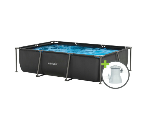 Басейн каркасний прямокутний VIRTUFIT з фільтрувальним насосом 300 x 210 х 66 см , темно-сірий