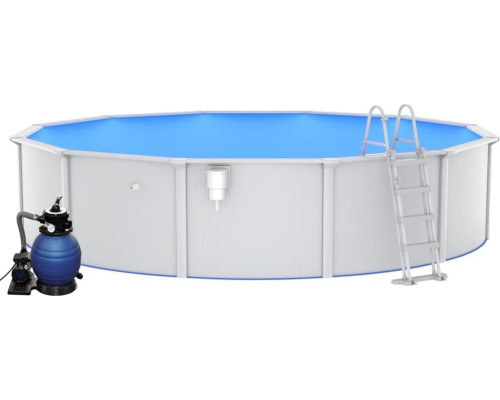 Басейн каркасний vidaXL 550 x 120 см, білий + насос з пісочним фільтром + драбина Басейн каркасний vidaXL 550 x 120 см, білий + насос з пісочним фільтром + драбина