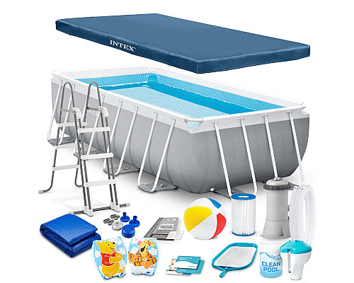 Басейн каркасний прямокутний 18в1 INTEX 26790, 400 х 200 х 122 см, сірий