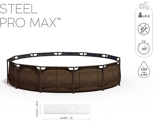 Басейн каркасний 10в1 Bestway 56709 Steel Pro Max 366 см