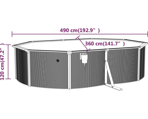 Басейн каркасний овальний vidaXL 490 x 360 x 120 см, білий + насос з пісочним фільтром Басейн каркасний овальний vidaXL 490 x 360 x 120 см, білий + насос з пісочним фільтром