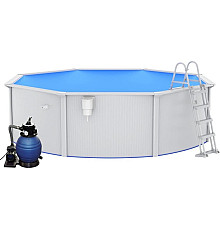Басейн каркасний vidaXL 460 x 120 см,  білий + насос з пісочним фільтром + драбина