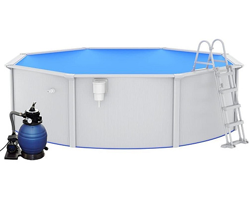 Басейн каркасний vidaXL 460 x 120 см, білий + насос з пісочним фільтром + драбина Басейн каркасний vidaXL 460 x 120 см, білий + насос з пісочним фільтром + драбина