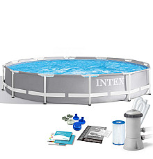 Басейн каркасний 9в1 INTEX 26712, 366 x 76 см, сірий