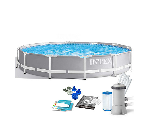 Басейн каркасний 9в1 INTEX 26712, 366 x 76 см, сірий