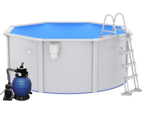 Басейн каркасний vidaXL 300 x 120 см, білий + насос з пісочним фільтром + драбина Басейн каркасний vidaXL 300 x 120 см, білий + насос з пісочним фільтром + драбина