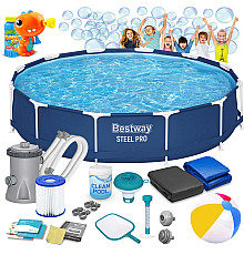 Басейн каркасний 16в1 Bestway 56681 366 x 76 см + машина для створення бульбашок