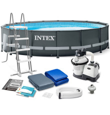 Басейн каркасний 11в1 INTEX 26340, 732 x 132 см, темно-сірий