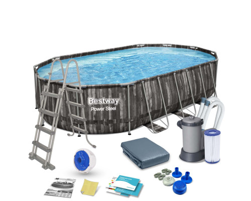 Басейн каркасний овальний Bestway Power Steel Frame 610 x 366 x 122 см - темно-коричневий Басейн каркасний овальний Bestway Power Steel Frame 610 x 366 x 122 см - темно-коричневий