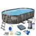 Басейн каркасний овальний Bestway Power Steel Frame 610 x 366 x 122 см - темно-коричневий