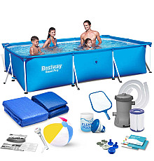 Басейн каркасний прямокутний 15в1 Bestway 56404, 300 x 201 x 66 см 