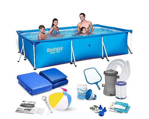 Басейн каркасний прямокутний 15в1 Bestway 56404, 300 x 201 x 66 см