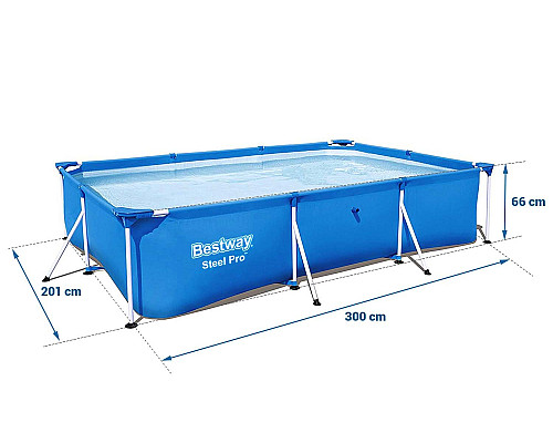 Басейн каркасний прямокутний 15в1 Bestway 56404, 300 x 201 x 66 см