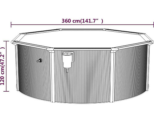 Басейн каркасний vidaXL 360 x 120 см, білий + драбина