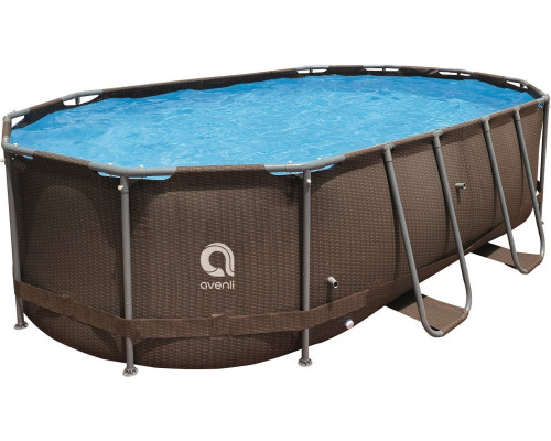 Басейн каркасний овальний Avenli Super Rattan 427 x 275 x 100 см, коричневий Басейн каркасний овальний Avenli Super Rattan 427 x 275 x 100 см, коричневий