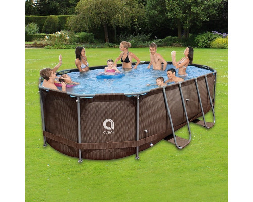 Басейн каркасний овальний Avenli Super Rattan 427 x 275 x 100 см, коричневий Басейн каркасний овальний Avenli Super Rattan 427 x 275 x 100 см, коричневий