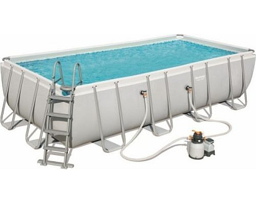 Басейн каркасний прямокутний Bestway Power Steel 549x274 см (56466)  - світло-сірий