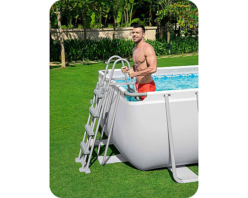 Басейн каркасний прямокутний Bestway Power Steel 549x274 см (56466)  - світло-сірий